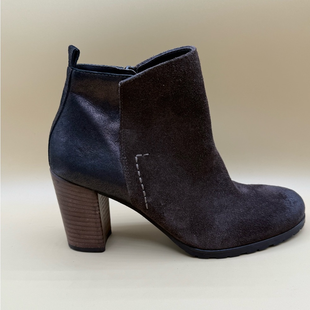 Paul Green Suede Leather Ankle Boots Brown Black Block Heel Size 5 | Austria 7.5